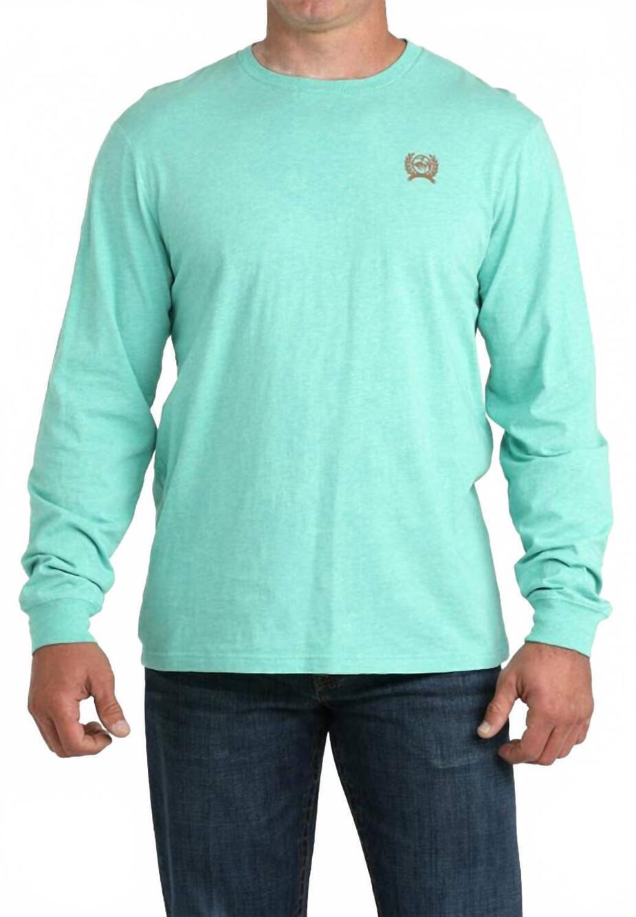 NEW CINCH men's long sleeve rodeo back print t-shirt in teal